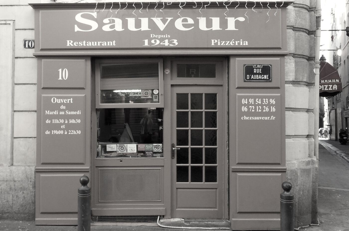 Façade du restaurant Sauveur, 10 rue d'Aubagne, Marseille